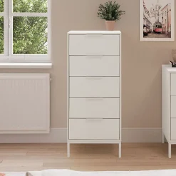 Commode haute Auri 5 tiroirs couleur Blanc