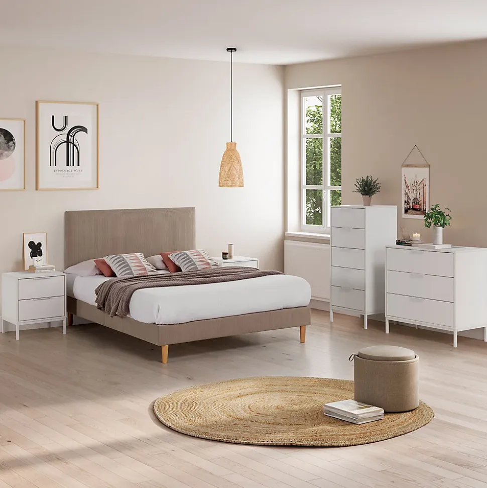 Commode haute Auri 5 tiroirs couleur Blanc