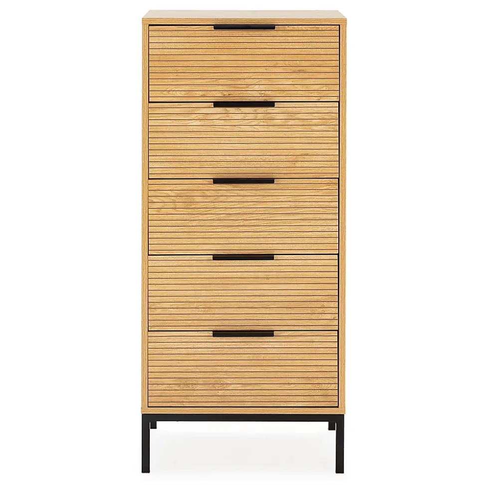 Commode haute Monica 5 tiroirs couleur Bois