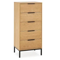 Commode haute Monica 5 tiroirs couleur Bois