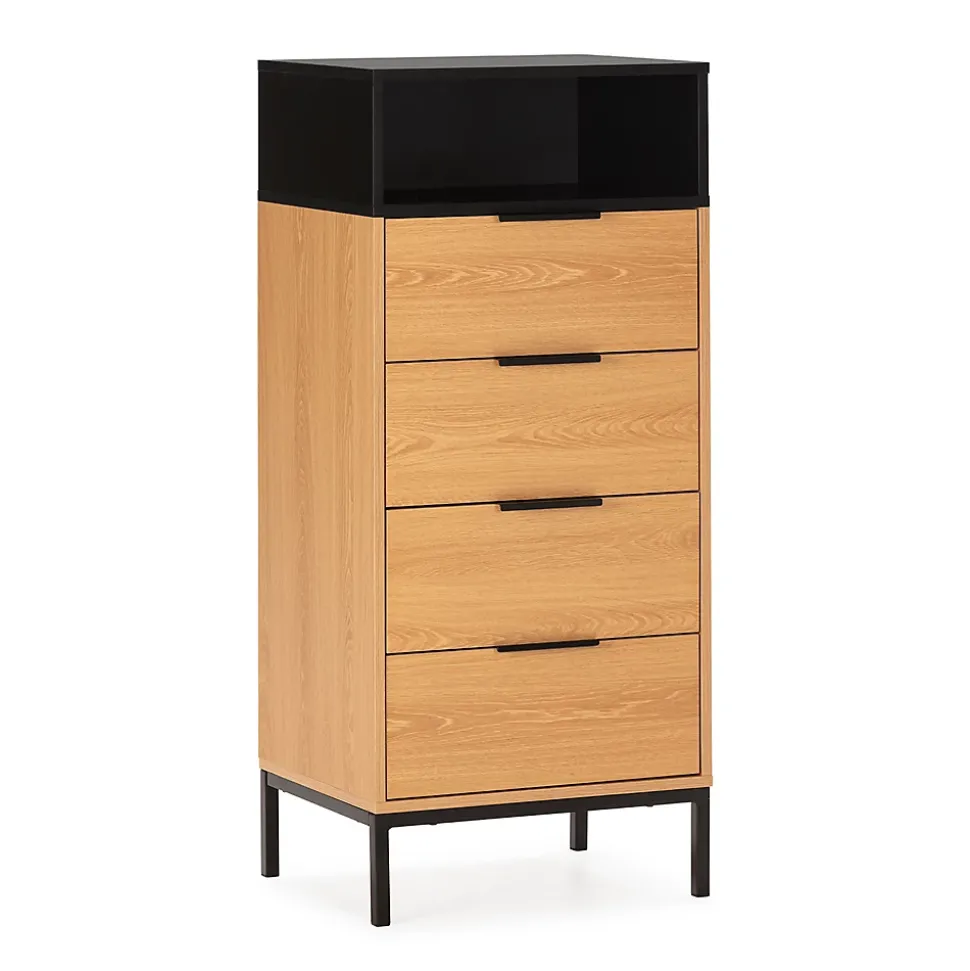 Commode haute Nieve 4 tiroirs couleur Chêne
