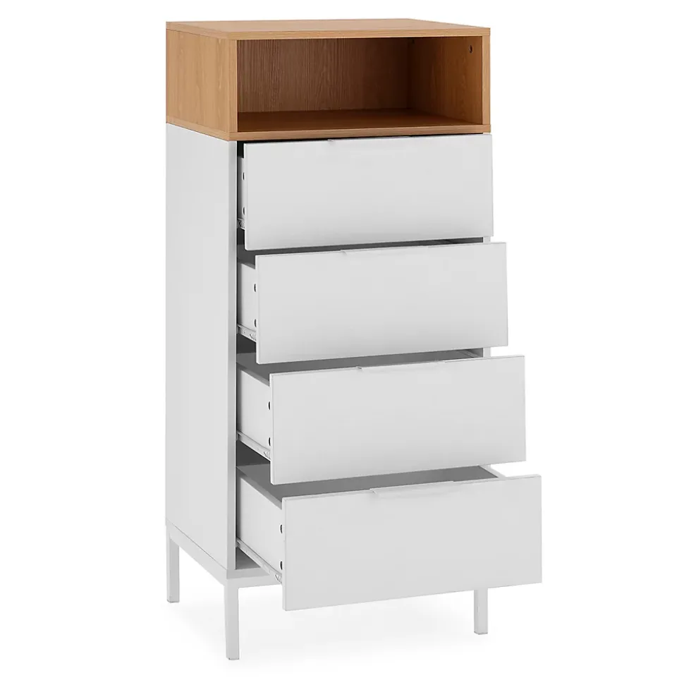 Commode haute Nieve 4 tiroirs couleur Blanc