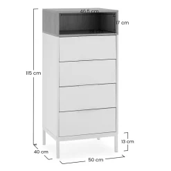 Commode haute Nieve 4 tiroirs couleur Blanc