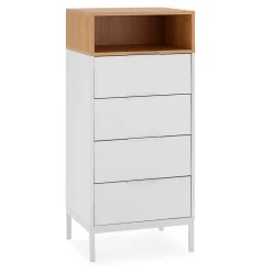 Commode haute Nieve 4 tiroirs couleur Blanc