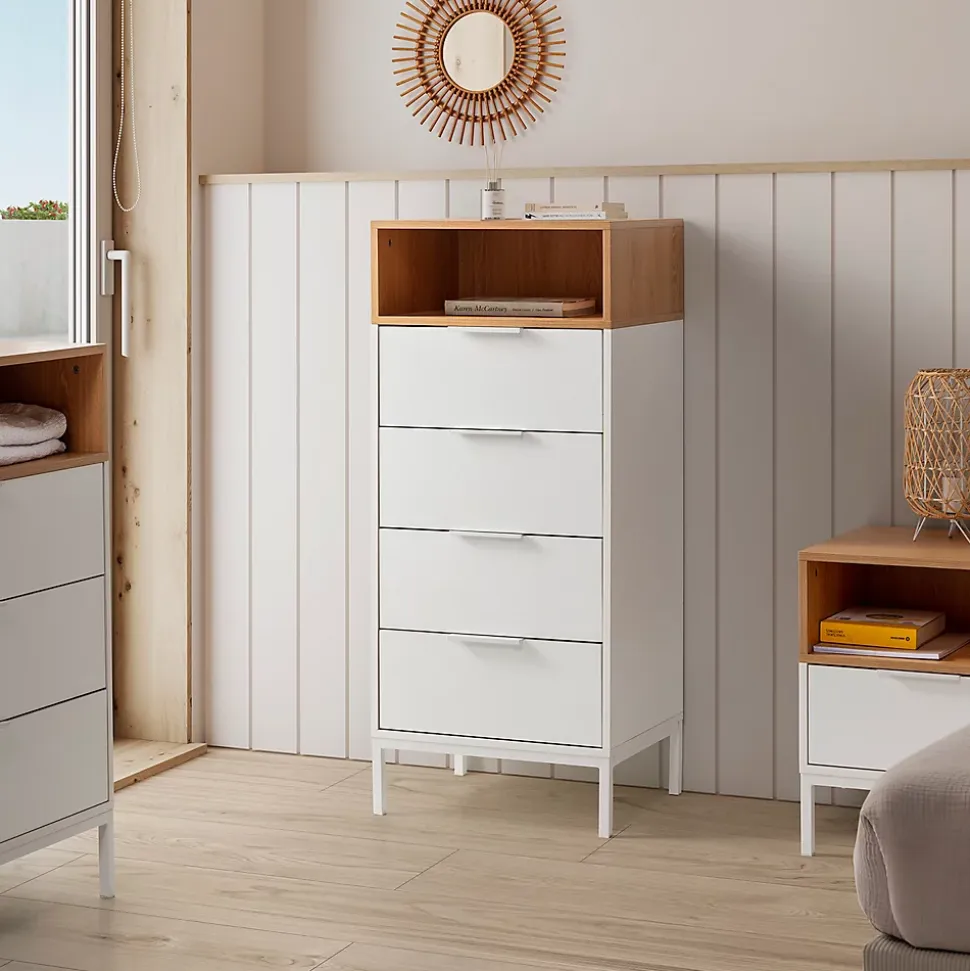 Commode haute Nieve 4 tiroirs couleur Blanc
