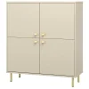 Commode haute Venus à quatre portes pieds en métal doré cachemire