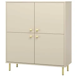 Commode haute Venus à quatre portes pieds en métal doré cachemire