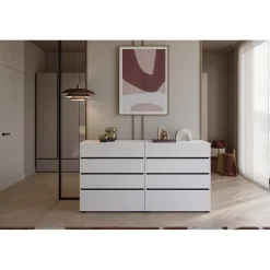 Commode HAVANA blanche et noire 4 tiroirs Style contemporain et rangement pratique