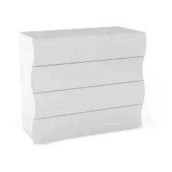 Commode Hecate, Commode 4 tiroirs, Commode de chambre, 100% Made in Italy, 98x40h82 cm, Blanc brillant
