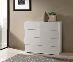 Commode Hecate, Commode 4 tiroirs, Commode de chambre, 100% Made in Italy, 98x40h82 cm, Blanc brillant