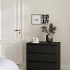 Commode Kajiki, Commode polyvalente, Commode de chambre, Meuble avec tiroirs, 77x50 h68 cm, Noir