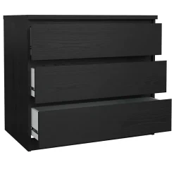 Commode Kajiki, Commode polyvalente, Commode de chambre, Meuble avec tiroirs, 77x50 h68 cm, Noir