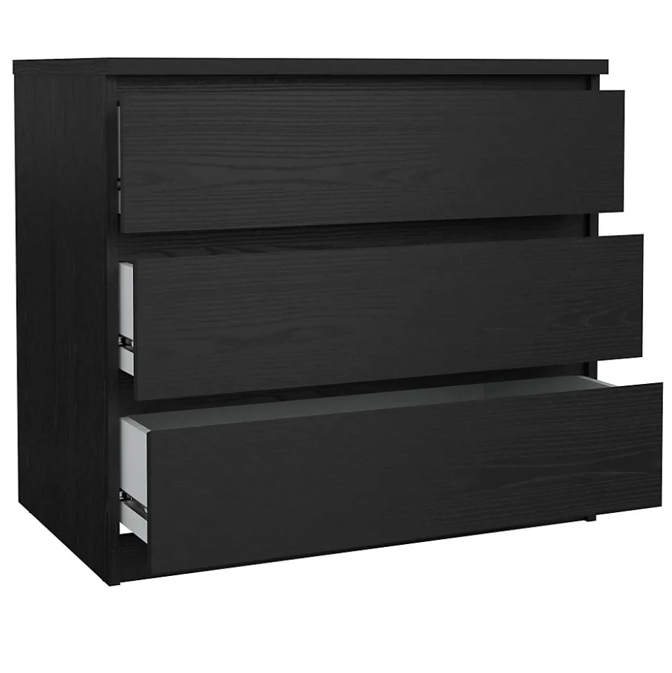 Commode Kajiki, Commode polyvalente, Commode de chambre, Meuble avec tiroirs, 77x50 h68 cm, Noir