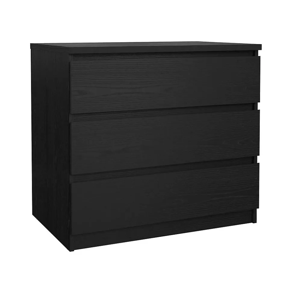 Commode Kajiki, Commode polyvalente, Commode de chambre, Meuble avec tiroirs, 77x50 h68 cm, Noir