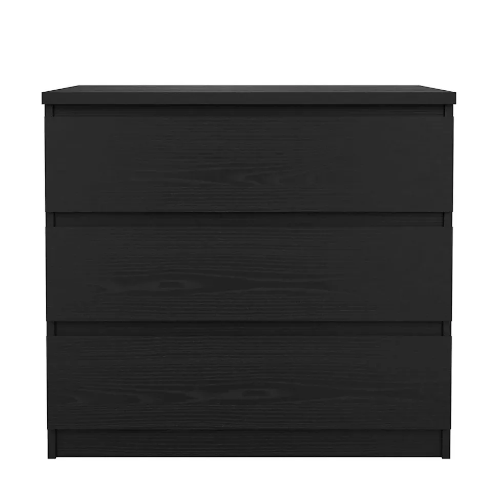 Commode Kajiki, Commode polyvalente, Commode de chambre, Meuble avec tiroirs, 77x50 h68 cm, Noir