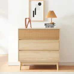Commode Landskrona 80 x 80 x 40 cm effet chêne en.casa
