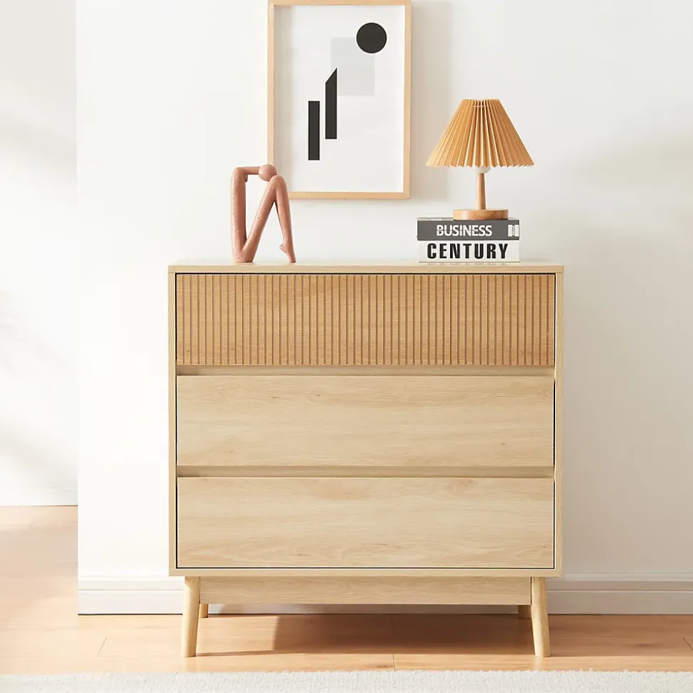Commode Landskrona 80 x 80 x 40 cm effet chêne en.casa