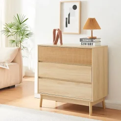 Commode Landskrona 80 x 80 x 40 cm effet chêne en.casa