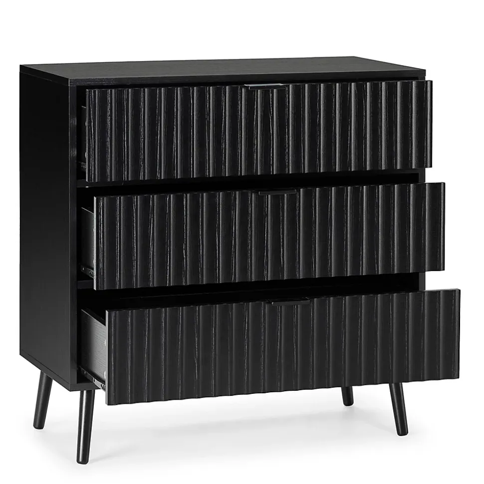 Commode Lluvia 3 tiroirs couleur noir