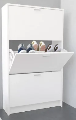 Commode, Meuble à chaussures coloris blanc - Longueur 60 x Hauteur 82 x Profondeur 25 cm