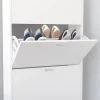 Commode, Meuble à chaussures, coloris blanc - Longueur 70 x Hauteur 120 x Profondeur 25 cm