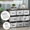 Commode meuble de rangement 8 tiroirs pliables en tissu 100 x 30 x 78,5 cm gris