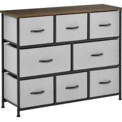 Commode meuble de rangement 8 tiroirs pliables en tissu 100 x 30 x 78,5 cm gris