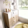 Commode Meuble de rangement coloris chêne/blanc - Longueur 80 x Hauteur 81 x Profondeur 43 cm