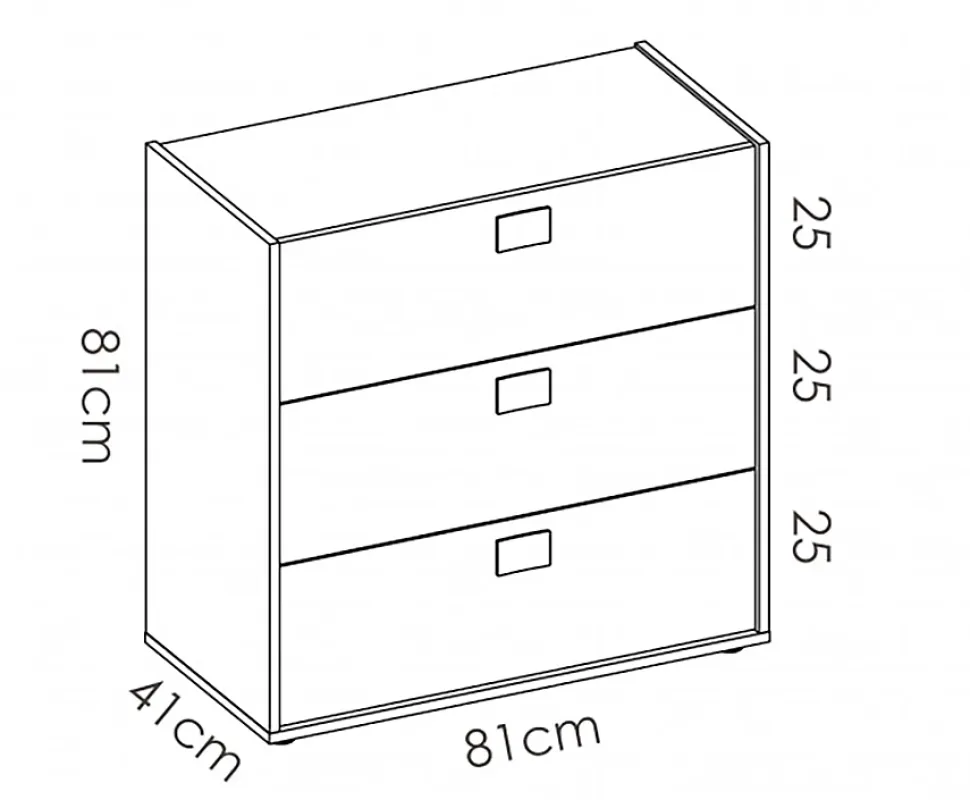 Commode Meuble de rangement coloris chêne/blanc - Longueur 80 x Hauteur 81 x Profondeur 43 cm