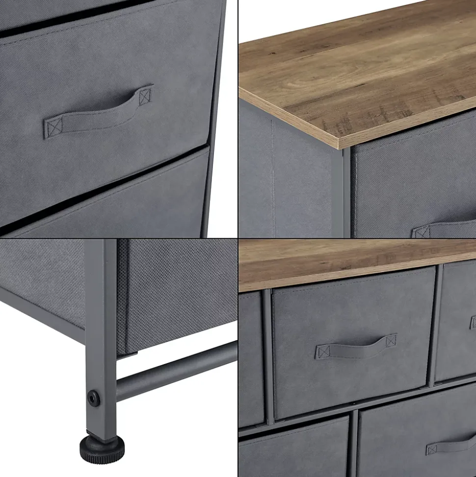 Commode meuble de rangement avec 5 tiroirs en non-tissé 55 x 100 x 29 cm pro.tec