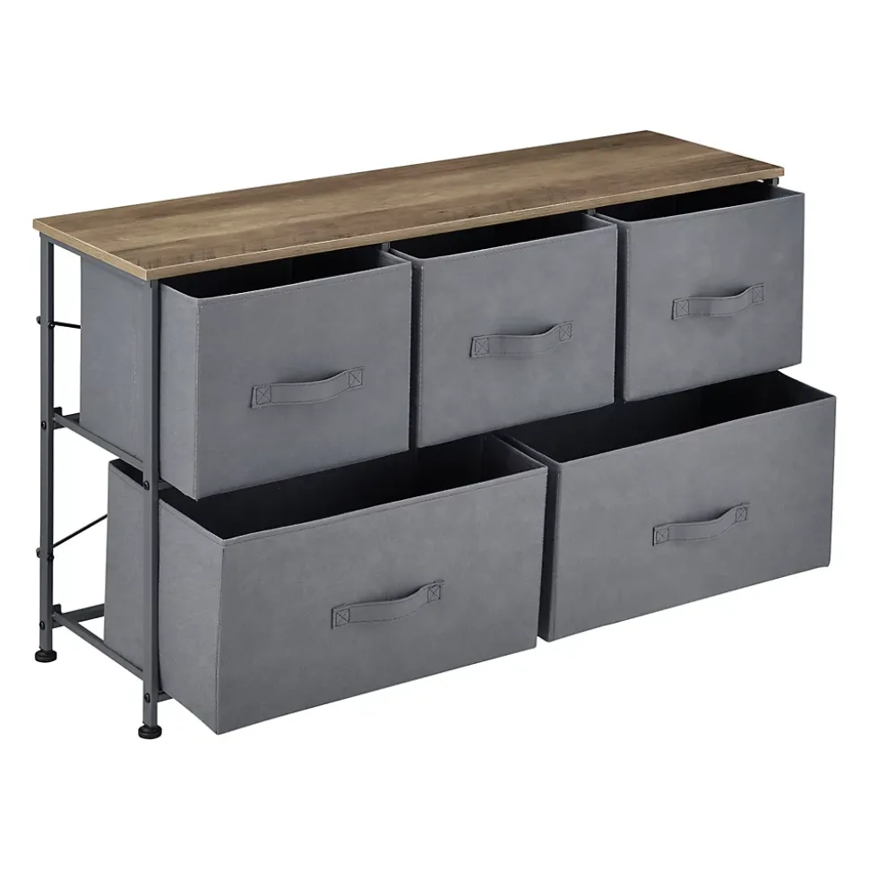 Commode meuble de rangement avec 5 tiroirs en non-tissé 55 x 100 x 29 cm pro.tec