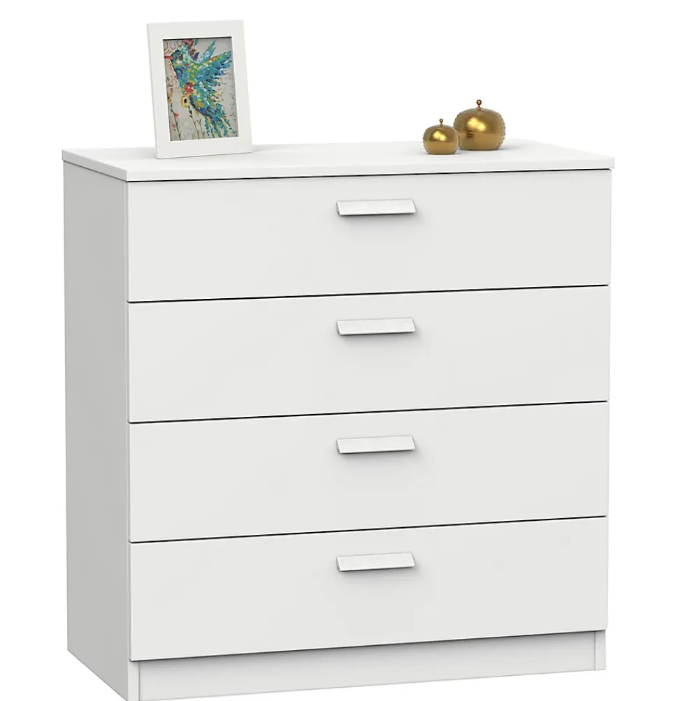 Commode Meuble de rangement coloris blanc - Hauteur 78 x Longueur 74 x Profondeur 40 cm