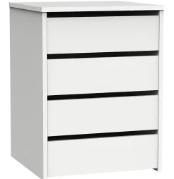 Commode Meuble de rangement coloris blanc brillant - Hauteur 61 x Longueur 46 x Profondeur 45 cm