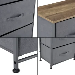 Commode meuble de rangement avec 3 tiroirs en non-tissé 73 x 45 x 30 cm pro.tec
