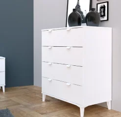 Commode, Meuble de rangement coloris blanc - Hauteur 98 x Longueur 80 x Profondeur 48 cm
