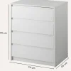 Commode, Meuble de rangement avec 4 tiroirs coloris blanc - Hauteur 74 x Longueur 70 x profondeur 45 cm