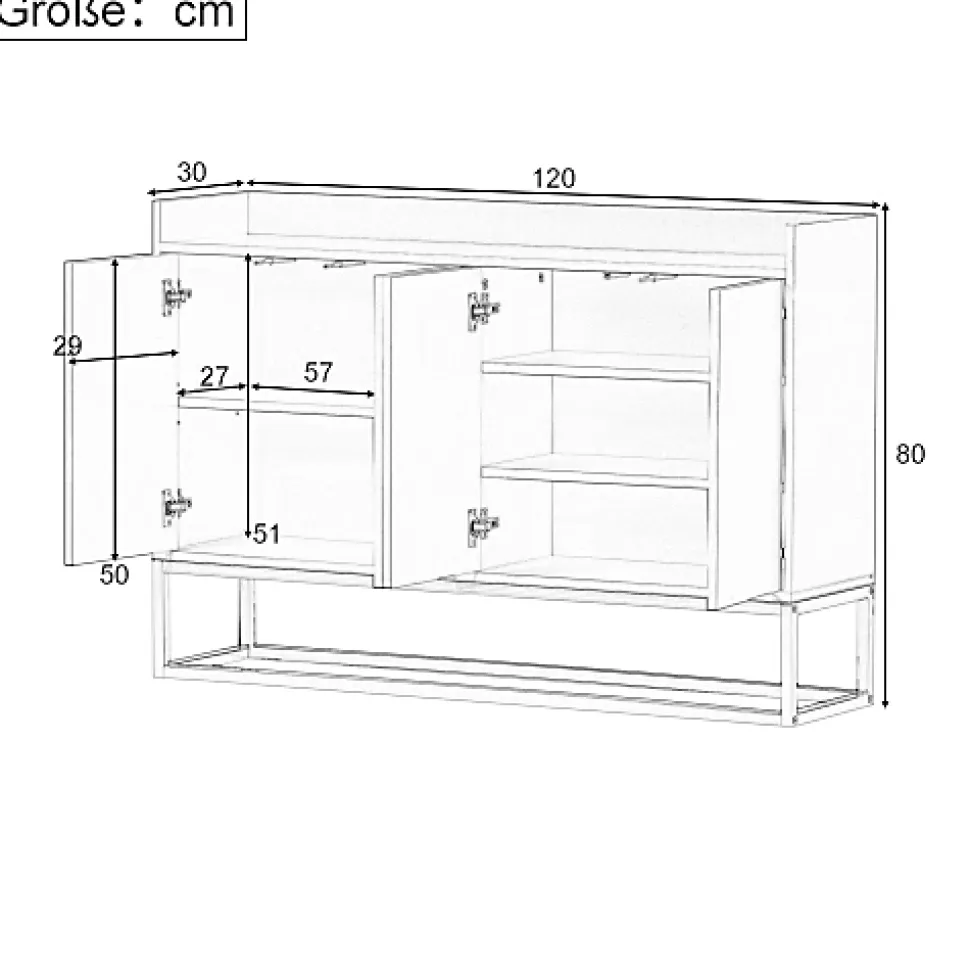 Commode moderne à 4 portes, buffet réglable de 100 cm, en bois, armoire polyvalente pour couloir, salon, salle de bain,Blanc