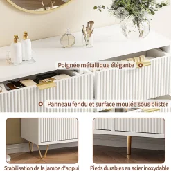Commode moderne bois et rotin 6 tiroirs, meuble de rangement multifonction pour chambre salon couloir, design élégant et compact