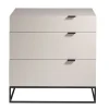 Commode moderne en bois gris et acier noir pour un rangement élégant