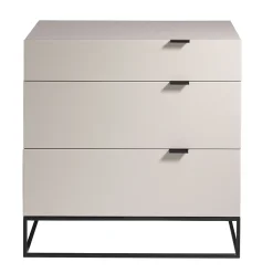 Commode moderne en bois gris et acier noir pour un rangement élégant