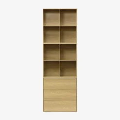 Commode. module de rangement décor bois chêne 3 tiroirs - Kompo