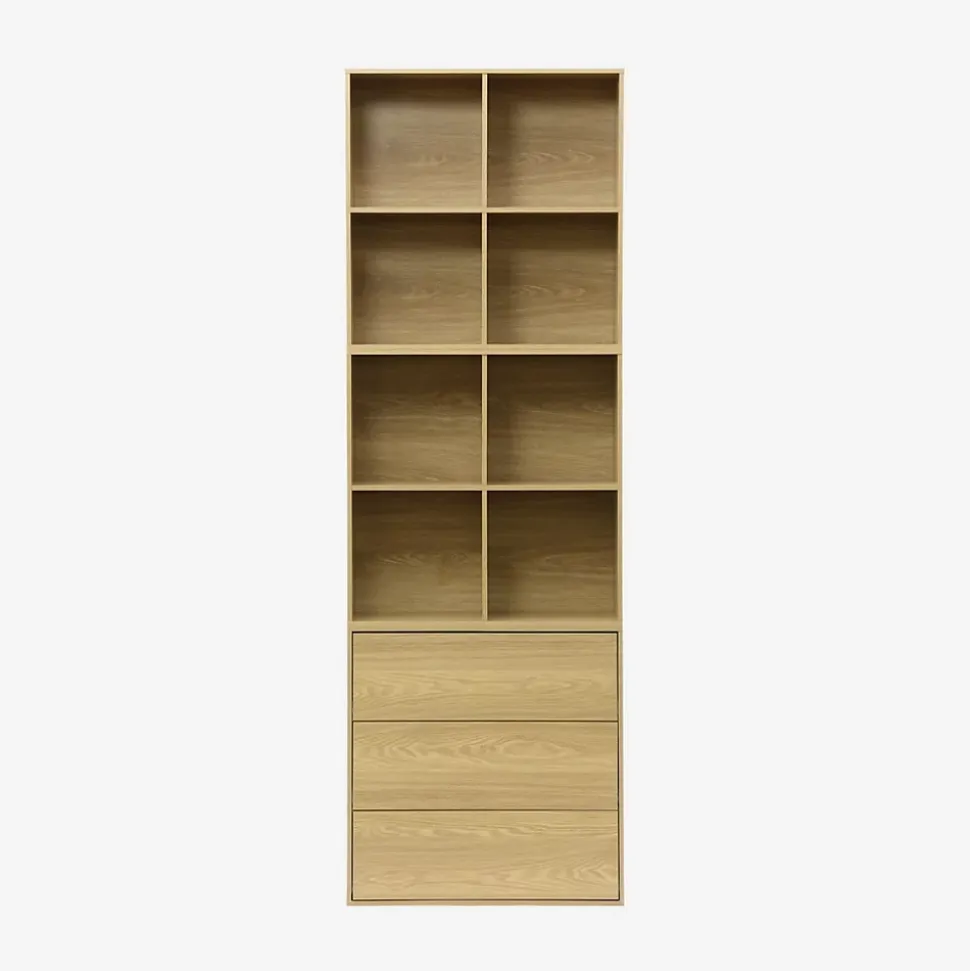 Commode. module de rangement décor bois chêne 3 tiroirs - Kompo