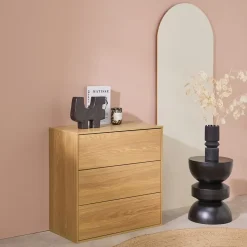 Commode. module de rangement décor bois chêne 3 tiroirs - Kompo