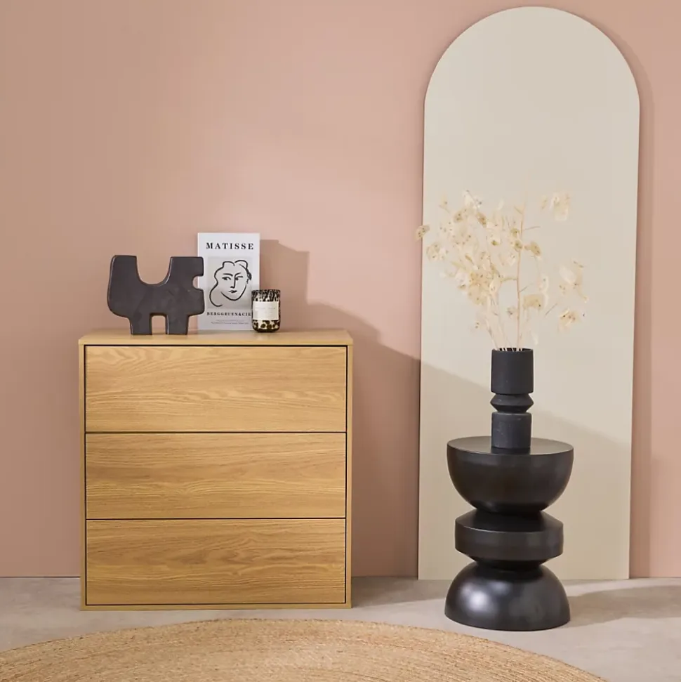 Commode. module de rangement décor bois chêne 3 tiroirs - Kompo