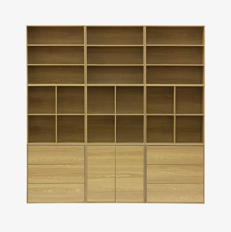Commode. module de rangement décor bois chêne 3 tiroirs - Kompo