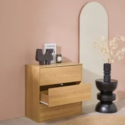Commode. module de rangement décor bois chêne 3 tiroirs - Kompo