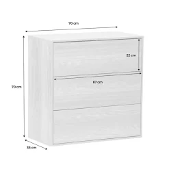Commode. module de rangement décor bois blanc 3 tiroirs - Kompo