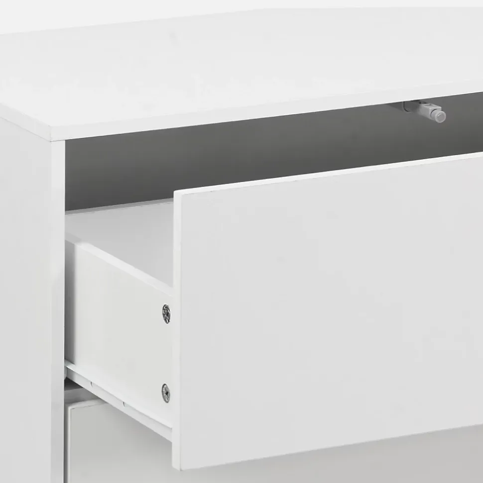 Commode. module de rangement décor bois blanc 3 tiroirs - Kompo