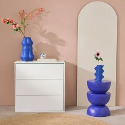 Commode. module de rangement décor bois blanc 3 tiroirs - Kompo