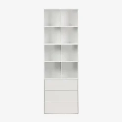 Commode. module de rangement décor bois blanc 3 tiroirs - Kompo